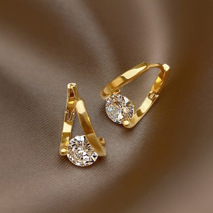 2pcs Elegant Plated Earrings with Zirconia, Lightweight Fashion Studs for Women