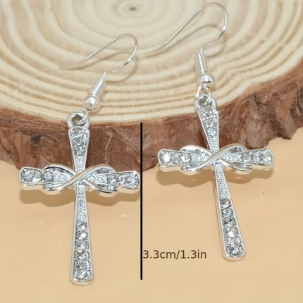 Elegant Vintage Cross Earrings | Hypoallergenic Copper with Moissanite Stones | Versatile for Daily Wear & Parties | Ideal Gift for Women | All-Season Fashion Accessory